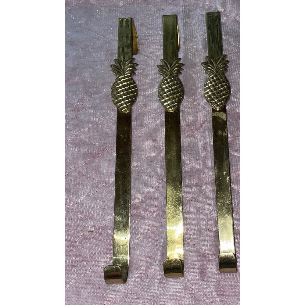 Vintage Brass Pineapple Over The Door Wreath Holders Set Of 3